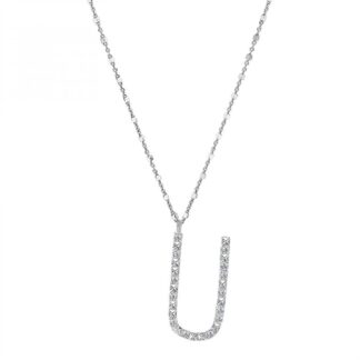 Collana con Lettera Rosato in Argento con Borchie e Zirconi - Cubica - RZCU21
