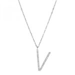 Collana con Lettera Rosato in Argento con Borchie e Zirconi - Cubica - RZCU22