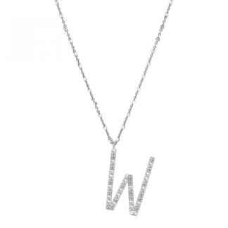 Collana con Lettera Rosato in Argento con Borchie e Zirconi - Cubica - RZCU23