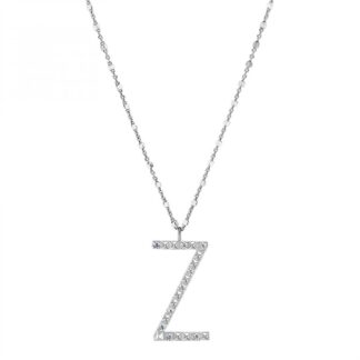 Collana con Lettera Rosato in Argento con Borchie e Zirconi - Cubica - RZCU26
