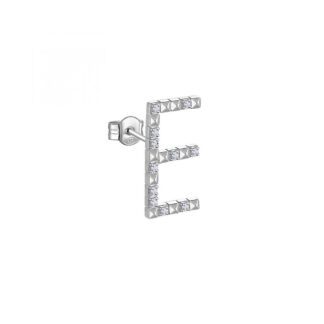 Orecchino con Lettera Rosato in Argento con Borchie e Zirconi - Cubica - RZCU31