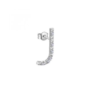 Orecchino con Lettera Rosato in Argento con Borchie e Zirconi - Cubica - RZCU36