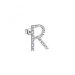 Orecchino con Lettera Rosato in Argento con Borchie e Zirconi - Cubica - RZCU44