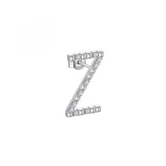 Orecchino con Lettera Rosato in Argento con Borchie e Zirconi - Cubica - RZCU52