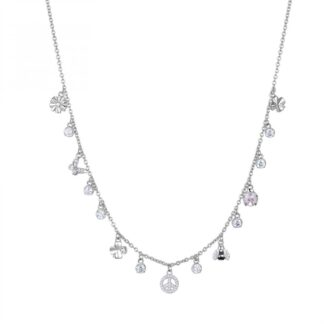 Collana con Ciondoli Rosato in Argento con Zirconi - Gaia - RZGA01