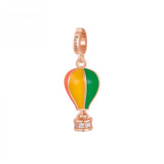 Charm Rosato in Argento con Smalto Mongolfiera Coraggio - Storie - RZLE038