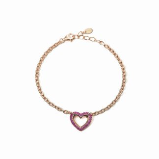 Bracciale Mabina in Argento con Cuore e Rubini Sintetici - 533547
