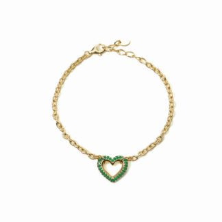Bracciale Mabina in Argento con Cuore e Smeraldi Sintetici - 533548