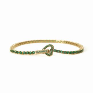 Bracciale Tennis Mabina in Argento con Cuore e Smeraldi Sintetici - 533553