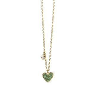 Collana Mabina in Argento con Cuore e Smeraldi Sintetici - 553447