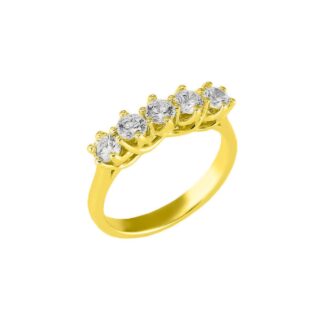 Anello Veretta in Oro Giallo con Diamanti - AN-10085-G