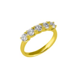 Anello Veretta in Oro Giallo con Diamanti - AN-10170-G