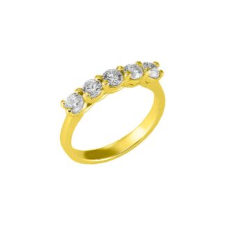 Anello Veretta in Oro Giallo con Diamanti - AN-10435-G