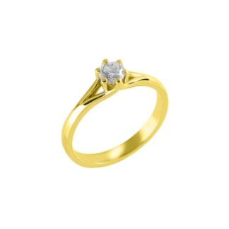 Anello Solitario in Oro Giallo con Diamante - AN-9977-G