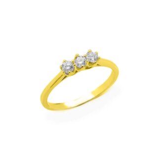 Anello Trilogy in Oro Giallo con Diamanti - AN-9991-G