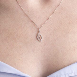 Collana con Pendente in Oro Bianco con Diamanti - CE342-1