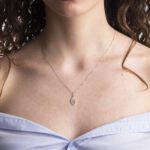 Collana con Pendente in Oro Bianco con Diamanti - CE342-1