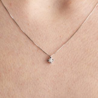 Collana con Pendente Punto Luce in Oro Bianco con Diamante - CL011LTG18F
