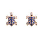 Orecchini in Oro Giallo con Zaffiri e Diamanti | Tartaruga - OR030Z