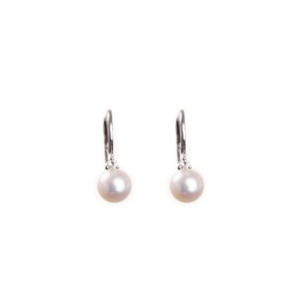 Orecchini Pendenti in Oro Bianco con Diamanti e Perle - OR04D