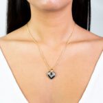 Pendente a Cuore da Donna in Oro Giallo e Smalto con Diamanti - 9-1