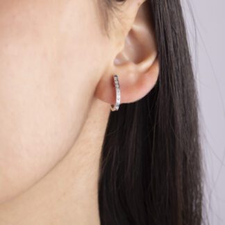 Orecchini Boccole in Oro Bianco con Diamanti - 0278