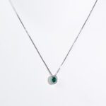 Collana Clesi in Oro Bianco con Diamanti e Smeraldo - 9956