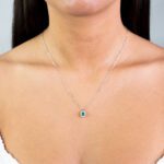 Collana Clesi in Oro Bianco con Diamanti e Smeraldo - 10820