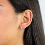 Orecchini Clesi in Oro Bianco con Diamanti e Acquamarina - 11186