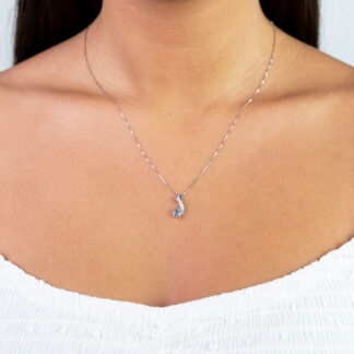 Collana Clesi in Oro Bianco con Diamanti e Acquamarina - 12182