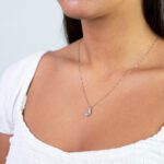 Collana Clesi in Oro Bianco con Diamanti e Acquamarina - 12182