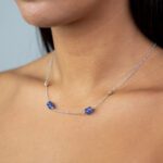 Collana da Donna in Oro Bianco e Rosa con Tanzanite - G218/Ax-35429