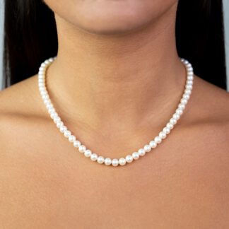 Collana Girocollo in Perle e Susta in Oro Bianco - PN151B/3 AU