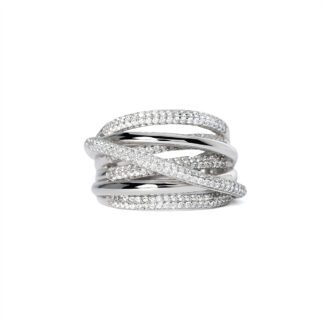 Anello a Fascia Mabina in Argento con Zirconi - 523151