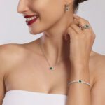 Collana Mabina in Argento con Smeraldo Sintetico e Zirconi - 553496
