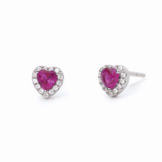 Orecchini a Cuore Mabina in Argento con Rubini Sintetici - 563543