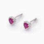 Orecchini a Cuore Mabina in Argento con Rubini Sintetici - 563543