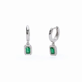 Orecchini Mabina in Argento con Smeraldi Sintetici e Zirconi - 563545