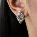 Orecchini da Donna in Oro Giallo e Bianco 18kt a Rombo - 14464OR