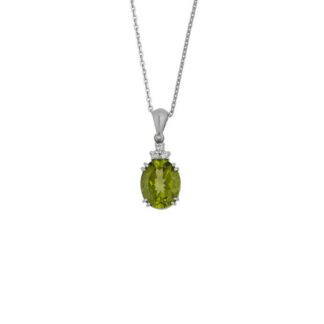 Collana da Donna in Oro Bianco con Diamanti e Peridoto - 3597