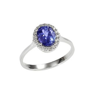 Anello da Donna in Oro Bianco con Diamanti e Tanzanite - 4024/A