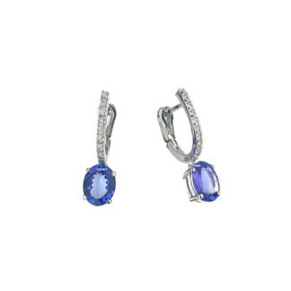Orecchini da Donna in Oro Bianco con Diamanti e Tanzanite - 4024/O