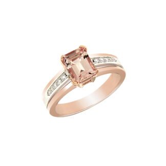 Anello da Donna in Oro Rosa con Diamanti e Morganite - 4916/MORG