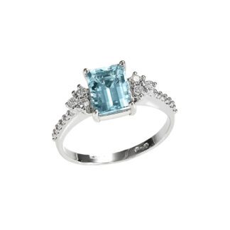 Anello da Donna in Oro Bianco con Acquamarina e Diamanti - 5275