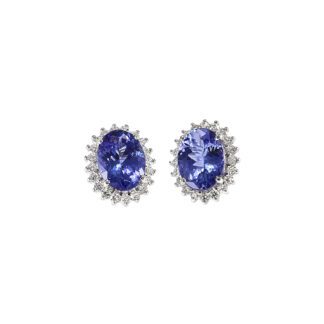 Orecchini da Donna in Oro Bianco con Diamanti e Tanzanite - 5646/O