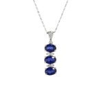 Collana da Donna in Oro Bianco con Diamanti e Zaffiri - 5685
