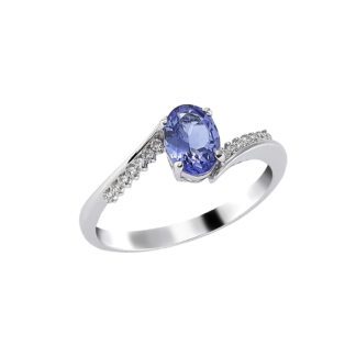 Anello da Donna in Oro Bianco con Diamanti e Tanzanite - 5832/A