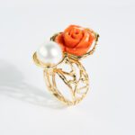 Anello da Donna in Oro Giallo con Perla e Corallo - 4703