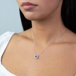Collana con Pendente in Oro Bianco con Diamanti e Zaffiro - CL2112