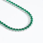 Bracciale Tennis da Donna in Oro Bianco con Zirconi Verdi - ZB7VERDE